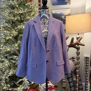 NWT Talbots Gorgeous Purple White Herringbone Wool With Fun Lining Blazer